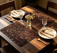 Napperons de table décoratifs transparents noirs à motifs floraux en PVC, imperméables, résistants à l'huile, écologiques et antidérapants pour la cuisine