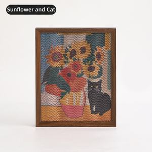 Bantalan cakar kucing bingkai kayu untuk dekorasi rumah, penggaruk dinding berperekat dengan bantalan gores gambar bergelombang yang dapat diganti - Product Image 5