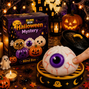Chx Lindos Juguetes Blandos de Halloween, Caja Sorpresa de Dumplings de Malta Misteriosos, Dumpling Blando con Cara Sonriente, Juguetes Antiestrés con Forma de Panecillo, Kit de Vaporera - Product Image 5