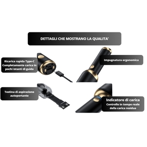 Aspirapolvere portatile senza fili 9500Pa USB C ricaricabile Mini aspirapolvere con batteria da 4000 mAh Strumento di pulizia portatile 3 in 1 - Product Image 2