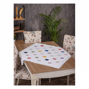 Cottoncloth <b>White</b> Printed Patchwork Nonwoven Coffee <b>Table</b> <b>Cover</b> for Wedding Parties and Dining <b>Tables</b> (Hotels) - Product Image 3