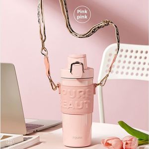 Gourde isotherme portable tendance pour filles, en acier inoxydable 316, style Ins, grande capacité, avec double sangle d'épaule - Product Image 4