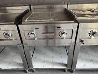 Peralatan Masak Komersial Promo Panas, Meja Panggangan Stainless Steel Gas/Listrik Dua Tungku, Mesin Panggangan Kompor