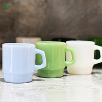 Nuevas Tazas de Vidrio de Colores de 250 ml con Asa, Tazas de Vidrio Borosilicato para Café, Agua, Leche, Jugo, Té