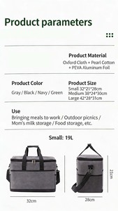 Sac isotherme grande capacité 19-36L, étanche, boîte à lunch thermique portable, pique-nique, camping, extérieur, feuille d'aluminium - Product Image 4
