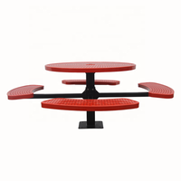 Piédestal rond en métal perforé commercial d'extérieur table de pique-nique meubles de jardin table à manger en acier table basse de patio extérieur