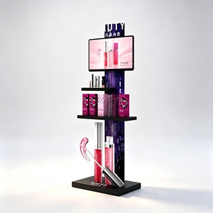 Floor Standing Cosmetic Display <b>Stand</b> With <b>Screen</b> Lipstick Shape Makeup Display Rack For Shopping Mall - Product Image 1