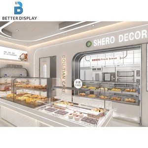 Comptoir de présentation de pain multi-niveaux personnalisé avec îlot central, vitrine à pâtisserie en verre pour boulangerie - Product Image 5