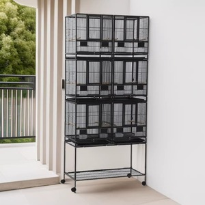 Cage d'élevage multi-niveaux grande capacité pour pigeons, perroquets et oiseaux – Cage à oiseaux empilable pour canaris, modulable et mobile - Product Image 3