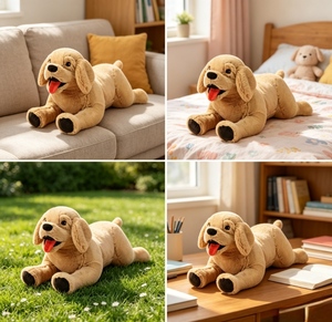 Peluche Morbido e Soffice di Labrador Retriever, Cucciolo Realistico Sdraiato, Cuscino per Bambini, Decorazione per la Casa, Regalo di Compleanno - Product Image 4