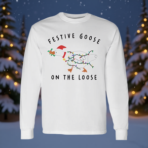 Maglietta a maniche lunghe natalizia Festive Goose On The Loose - Product Image 3