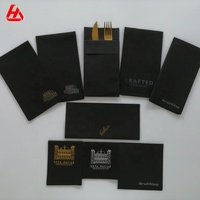Serviettes en papier pour invités au toucher de lin noir, serviettes de table en papier aérien