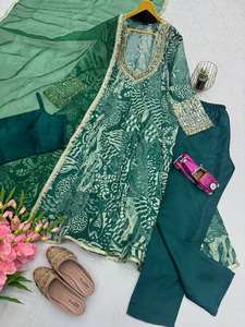 NEW Designer Party Wear Look 4 Pc Collection Fabric Heavy <b>Star</b> Georgette With Digital Prints Work Embroidery Codding Sequins - Product Image 4