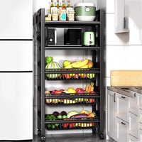 Chariot de rangement de cuisine multi-niveaux sur roulettes, étagère pour micro-ondes et support pour casseroles