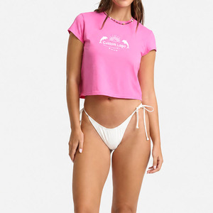 Personaliza tu propia camiseta corta de algodón 100% de alta calidad con estampado playero y logo de tu marca, cuello redondo, para bebé. - Product Image 3