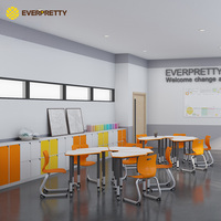 Meubles scolaires, table et chaise de formation mobiles flexibles avec roulettes pour salles de formation d'entreprise