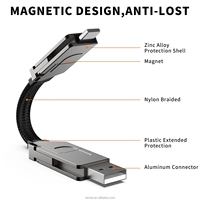 Câble USB magnétique multi-chargeur rapide 4 en 1 60W, mini-câble porte-clés pour téléphone portable
