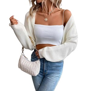 Cardigan en acrylique pour femme, collection Printemps-Automne 2025, style mode, col licou, <span class=keywords><strong>dentelle</strong></span>, manches raglan, long, ample, tricoté épais - Product Image 5