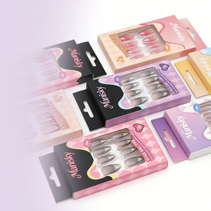 Lot de 15 <span class=keywords><strong>faux</strong></span> <span class=keywords><strong>ongles</strong></span> à presser de haute qualité, style français, en ABS, avec <span class=keywords><strong>colle</strong></span> gelée personnalisée, forme amande – Nouvelle collection - Product Image 1