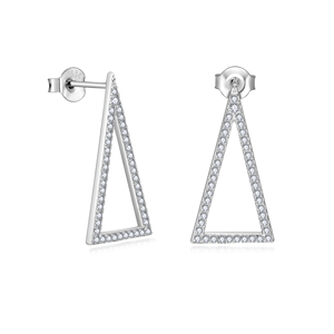 Boucles d'oreilles géométriques en argent pur plaqué or, avec pierres de silicone triangulaires, style mode - Product Image 1