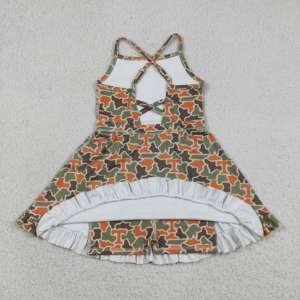 RTS Fashion Summer School Team Mascot Little Girls Casual Camouflage Athletic Wear Sleeveless Yoga Sister Dress Shorts Liner - Product Image 3