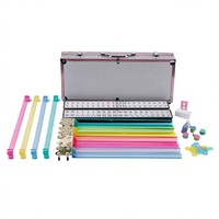 Tuiles de mahjong en mélamine de style américain GemJoy 30 #   Coffret cadeau de 168 pièces, boîte en plastique portable, emballage souple rouge