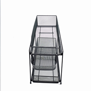 Cesta de almacenamiento de 2 niveles con soporte para el hogar, organizador de cajón deslizante, <span class=keywords><strong>Mini</strong></span> cesta colgante, color negro mate - Product Image 2