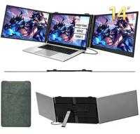 Ekstensi Layar Laptop OEM 14'' 1080P Monitor Portabel Laptop 3 Layar untuk Laptop 13-17" dengan Windows/Mac/Chrome OS