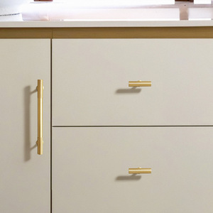 Furniture Handle And <b>Knob</b> Brass T Shaped Cabinet Hardware Scandinavian Style Durable For Wardrobe Kitchen Cupboard Doors - Product Image 4