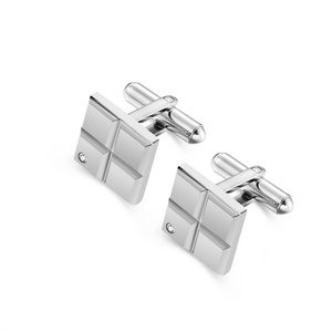 Boutons de manchette élégants en acier inoxydable avec zircon noir, bijoux raffinés pour hommes - Product Image 4