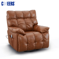 Fauteuil inclinable électrique moderne MANWAH CHEERS, pivotant à 360°, en cuir véritable, pour salon