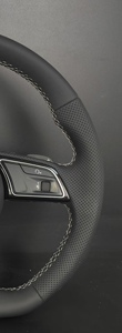 Volant de voiture en cuir noir perforé avec surpiqûres blanches et boutons multifonctions pour Audi <span class=keywords><strong>A3</strong></span>/A6/Q5/Q7 et RS <span class=keywords><strong>Line</strong></span> - Product Image 6