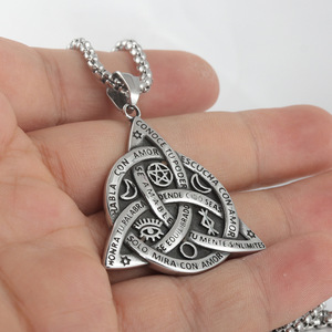 Stainless Steel Viking Triangle Pendant <b>Necklace</b> With Chain <b>Silver</b> Geometric Design <b>For</b> <b>Men</b> 24cm - Product Image 3