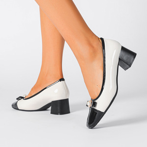 Escarpins de ballet à la mode pour femmes chaussures décontractées à talons bas de haute qualité avec fermeture à enfiler au <span class=keywords><strong>talon</strong></span> bloc Patchwork de couleur pour l'été - Product Image 5