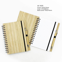 Carnet en bambou recyclé écologique avec couverture imprimée, gravure laser personnalisée, journal en bois, carnet à spirales, cadeau