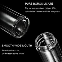 Bouteille à infuseur à thé en verre borosilicate à double paroi écologique avec couvercle en bambou et filtre en acier inoxydable pour boissons chaudes et froides