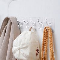 Offre Spéciale – Crochet mural robuste en PVC transparent, sans perçage, adhésif sans trace, étanche, à six rangées, pour armoire de cuisine
