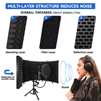 Écran d'isolation pour microphone USB de studio avec filtre anti-pop et support trépied métallique pour PC, ordinateur portable, téléphone, pour l'enregistrement et le chant