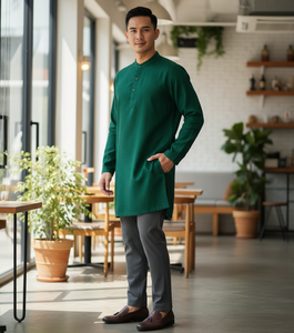 Salwar Kurta Pyjama de Algodón TR Liso de Moda Raya 2025 con Diseños Modernos en Cuello y Mangas para Hombre - Product Image 2
