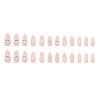 Prix de gros de haute qualité rose français longues pointes motif de dessin animé de chat mignon et impression d'arc sur les ongles Peel and Stick Nails