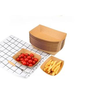 ถาดเสิร์ฟกระดาษคราฟท์เป็นมิตรต่อสิ่งแวดล้อมรูปทรงเรือขนมเฟรนช์ฟรายส์สลัดไก่นำออกภาชนะ - Product Image 3