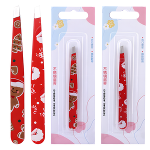 Pinzas para Cejas con Diseño Navideño, Inclinadas, de Acero Inoxidable, con Estampado de Hombre de Jengibre, Set de Regalo Cosmético Navideño, Directo de Fábrica - Product Image 5