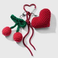 Haakgaren Charme Cherry Sleutelhanger Hanger Handgemaakt Gevlochten Touw Aardbei Fruit Sleutelhanger Voor Dames Meisje Cadeau Accessoires