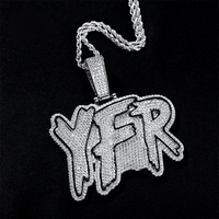 Collier Lettre YFP Iced Out avec Pierres en Cuivre et Zirconium Cubique, Pendentif Statement en Gros pour Tenues Rap et Streetwear