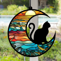 Ornement personnalisé en acrylique cristallin, attrape-soleil en forme de chat à suspendre à la fenêtre, décoration pour porte, jardin, maison, cadeaux idéaux