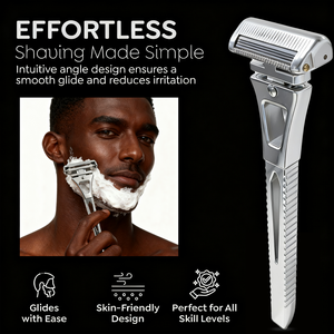 Rasoir de sécurité manuel en acier inoxydable RZACLEA de haute qualité pour hommes avec quatre lames remplaçables pour le rasage du visage et du corps - Product Image 5