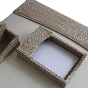 Qatar Luxe Marron et Or PU Cuir Bureau Papeterie Cadeau Ensemble 6pcs En Cuir Bureau Accessoire En Cuir Organisateur De Bureau - Product Image 2