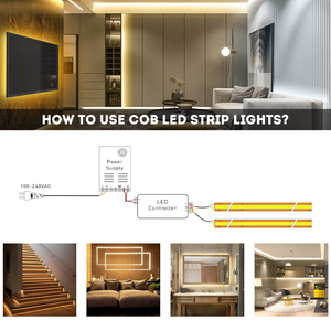 Tira de luz LED COB de 12/24V con 528 LEDs, tiras LED COB flexibles de 10 mm para el hogar, cocina y pasillo - Product Image 4