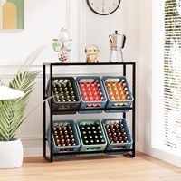 Étagère à caisses de boissons en métal avec support pour 6 caisses de boissons, autoportante, écologique, pour caisses de bière, cuisine