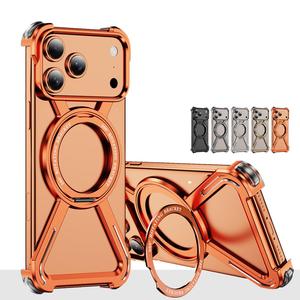 Custodia Avanzata per <span class=keywords><strong>Apple</strong></span> <span class=keywords><strong>iPhone</strong></span> 17 16 15 <span class=keywords><strong>Pro</strong></span> Max con Supporto Metallico Arancione, Protezione Antiurto per Vendite Transfrontaliere - Product Image 2